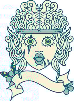Retro Tattoo Style elf barbarian character face vector