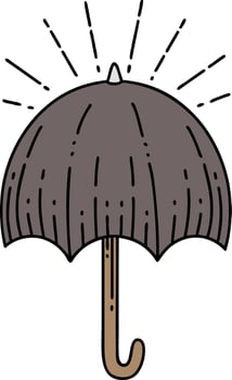illustration of a traditional tattoo style open umbrella vector