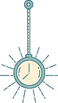 illustration of a traditional tattoo style gold pocket watch vector