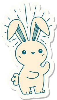 sticker of a tattoo style cute bunny vector