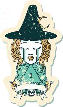 Retro Tattoo Style crying human witch with natural one roll vector
