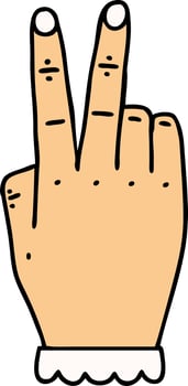 Retro Tattoo Style hand raising two fingers gesture vector