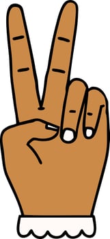 Retro Tattoo Style peace symbol two finger hand gesture vector
