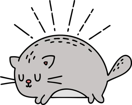 illustration of a traditional tattoo style happy cat vector