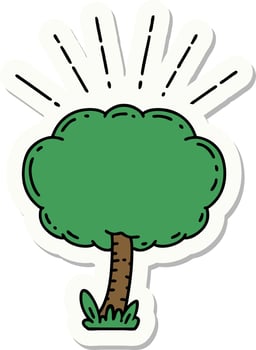sticker of a tattoo style tree vector