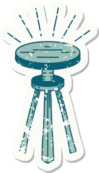 worn old sticker of a tattoo style wooden stool vector