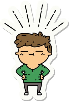 sticker of a tattoo style happy man vector