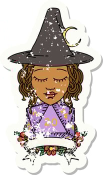 Retro Tattoo Style human witch with natural twenty dice roll vector