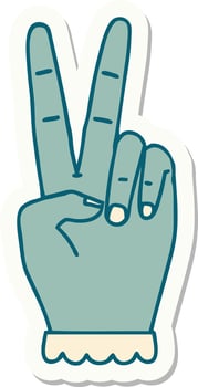 sticker of a peace symbol two finger hand gesture vector
