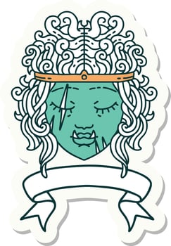 sticker of a orc barbarian character face with banner vector