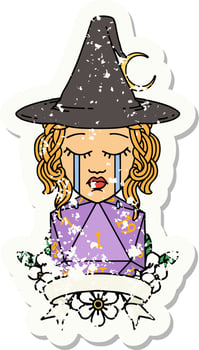 Retro Tattoo Style crying human witch with natural one roll vector
