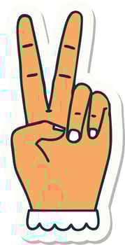 sticker of a peace symbol two finger hand gesture vector