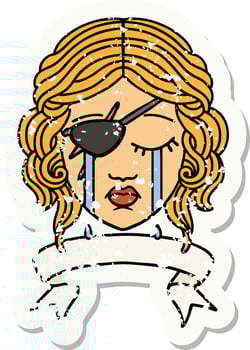 Retro Tattoo Style crying human rogue with banner vector