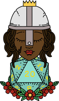 human fighter with natural 20 D20 dice roll illustration vector