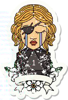 crying human rogue with natural one roll illustration vector