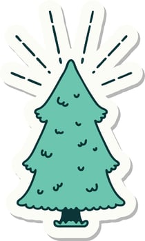 sticker of tattoo style pine tree vector