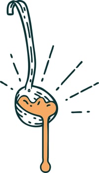 traditional tattoo style ladle of gravy vector