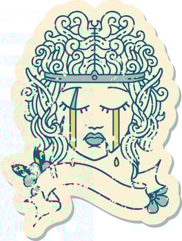 crying elf barbarian character face illustration vector