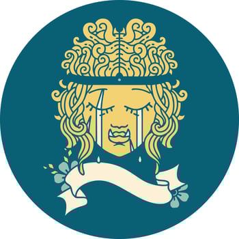 crying orc barbarian character face illustration vector
