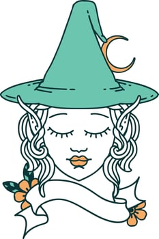elf mage character face illustration vector