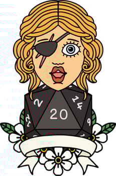 human rogue with natural 20 dice roll illustration vector