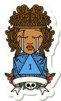 crying human barbarian with natural one roll sticker vector