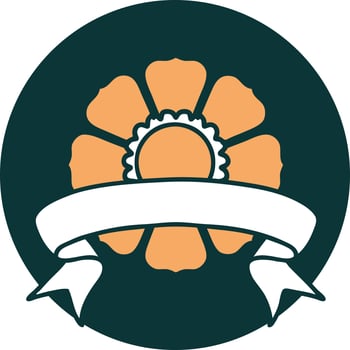 icon with banner of a flower vector