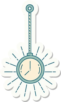 sticker of tattoo style gold pocket watch vector