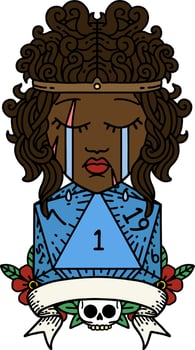crying human barbarian with natural one roll illustration vector