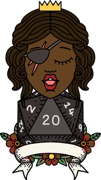 human rogue with natural 20 dice roll illustration vector