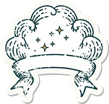 grunge sticker with banner of a cloud vector