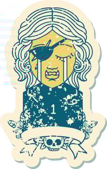 crying orc rogue character with natural one roll illustration vector