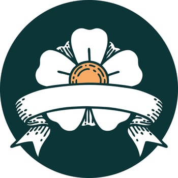 icon with banner of a flower vector