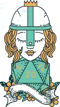 human fighter with natural twenty dice roll illustration vector
