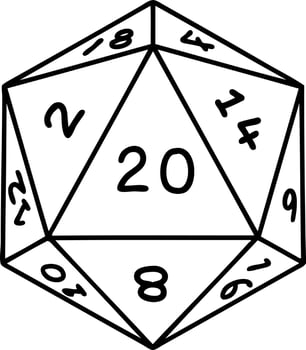 natural 20 D20 dice roll illustration vector