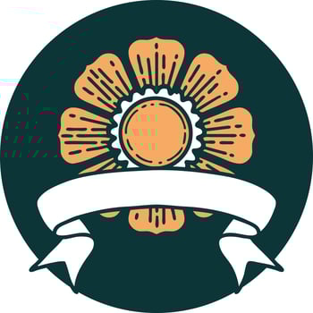 icon with banner of a flower vector