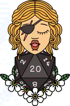 human rogue with natural twenty dice roll illustration vector