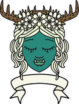 orc druid character face with banner illustration vector