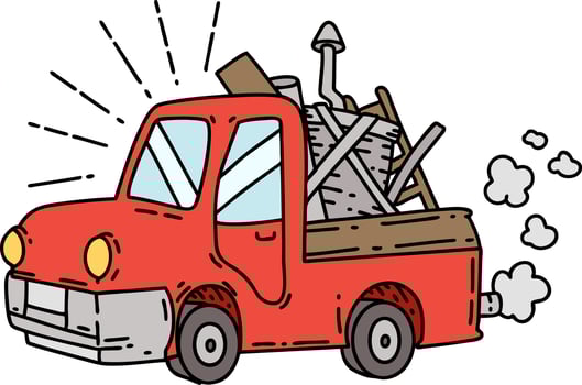 traditional tattoo style truck carrying junk vector