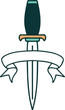 tattoo with banner of a dagger vector
