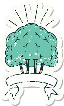 grunge sticker of tattoo style tree vector