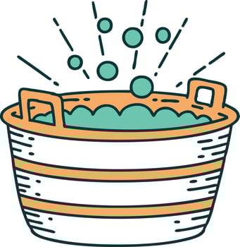 illustration of a traditional tattoo style tin bath vector