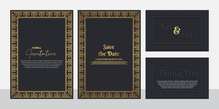 Vintage framed wedding invitation card design with ornaments. vector