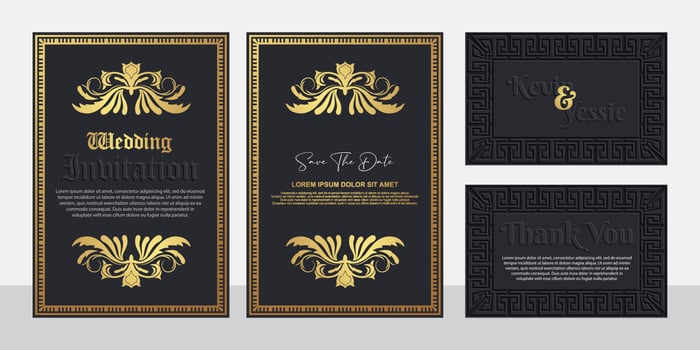 Vintage framed wedding invitation card design with ornaments. vector