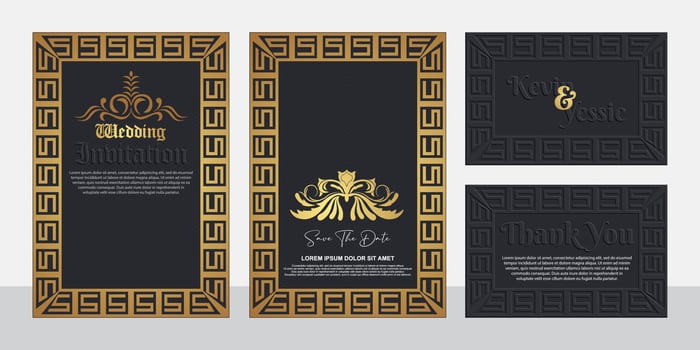 Vintage framed wedding invitation card design with ornaments. vector