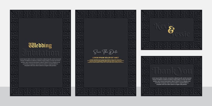 Vintage framed wedding invitation card design with ornaments. vector