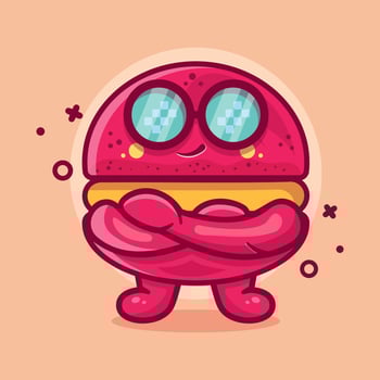 cute macaron bakery character mascot with cool expression isolated cartoon in flat style design vector