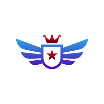 Wing Shield logo. Wing shield icon. Security or protection logo. Wing shield vector illustration.