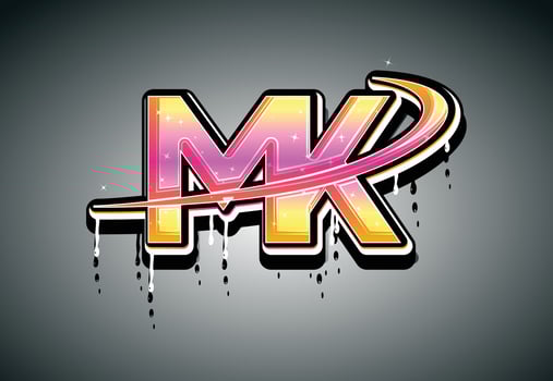 MK Swoosh Hand Lettering Dripping Graffiti alphabet vector template
