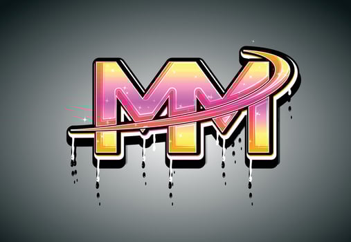 MM Swoosh Hand Lettering Dripping Graffiti alphabet vector template